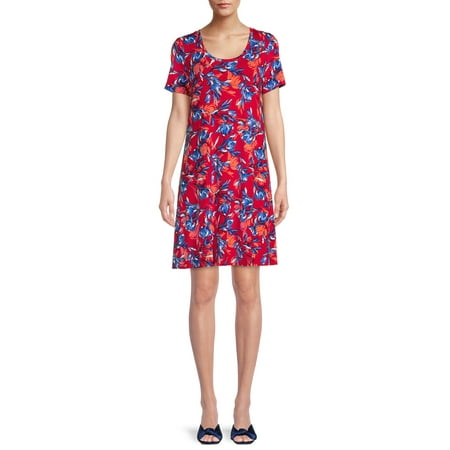 The Pioneer Woman, Scoop Neck Short Sleeve Dress, Womens