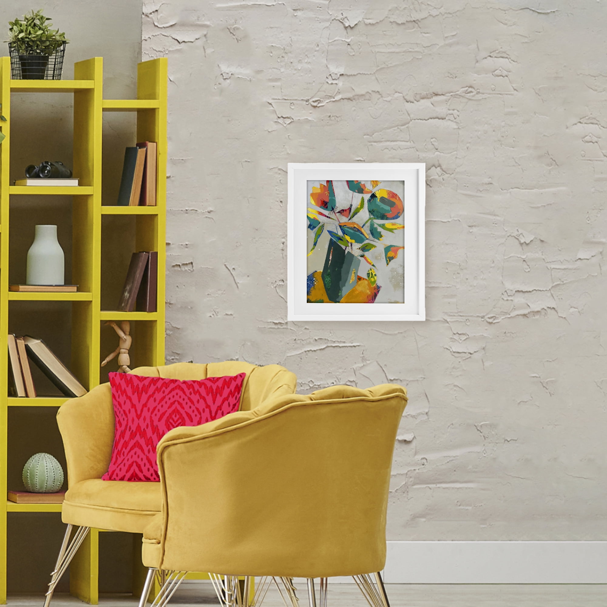 Mischief & Merrymaking Abstraction White Framed Print Under Glass, design by Dianna Fritzler