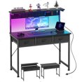 thumbnail image 2 of Small Desk with Pegboard &amp; Drawers  Gaming Desk with Adjustable LED Light  Home Office Desks for Small Bedroom  Adjustable Monitor Rise Stand and Charging Station  Fabric Drawers, 2 of 5
