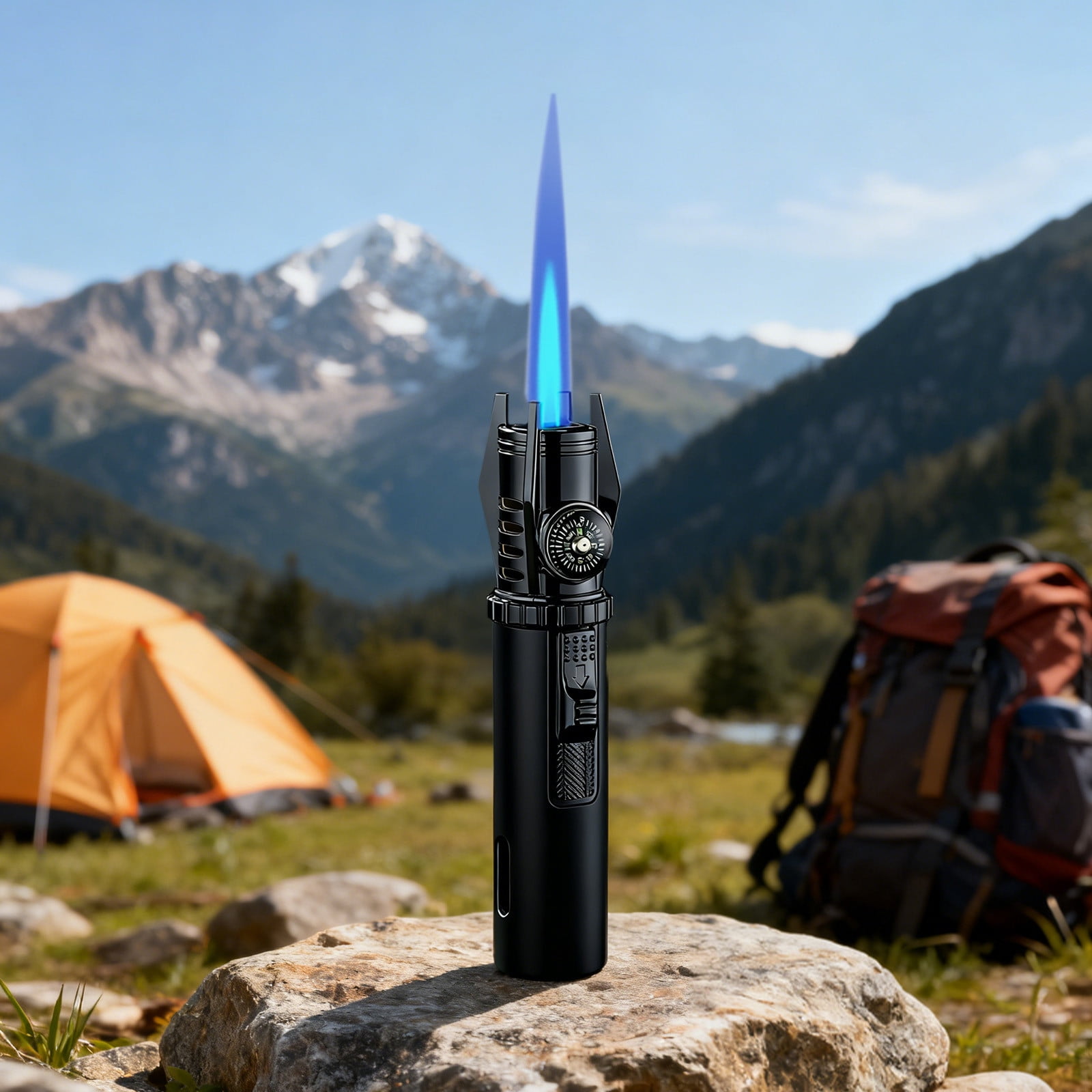 DAMAI Electric Torch Lighters - 2026 New Plasma Lighter with Safety Lock & 360° Inverted Ignition, Outdoor Windproof Straight Flamelighter for Outdoor Campfires Kitchen