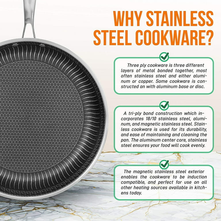 NutriChef 8-Piece Nonstick Stainless Steel Kitchen Cookware Pan
