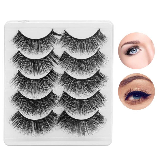 Pestañas Postizas Rizadas Densas, Juego De Pestañas De Maquillaje 3D Reutilizables Con 5 Pares Para Escenario