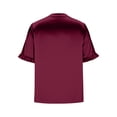thumbnail image 6 of Paiwinds Women's V-Neck Short Sleeve Satin Blouse Business Casual Wear Soft Polyester Work T-Shirt Top, 6 of 8
