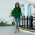 thumbnail image 5 of Garbnen Mock Neck Tops for Women Fitted Green Womens 3/4 Sleeve Top Spring Summer Trendy Elbow Length Sleeve Womens Blouses, 5 of 7