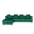 thumbnail image 3 of Accent Velvet Sofa, Sectional Sofa, L Shape Sofa Chaise with Nail Head Trim, Reversible Sectional Sofa with 4 Throw Pillows and Metal Leg, for Living Room Small Spaces Office, Green, 3 of 5