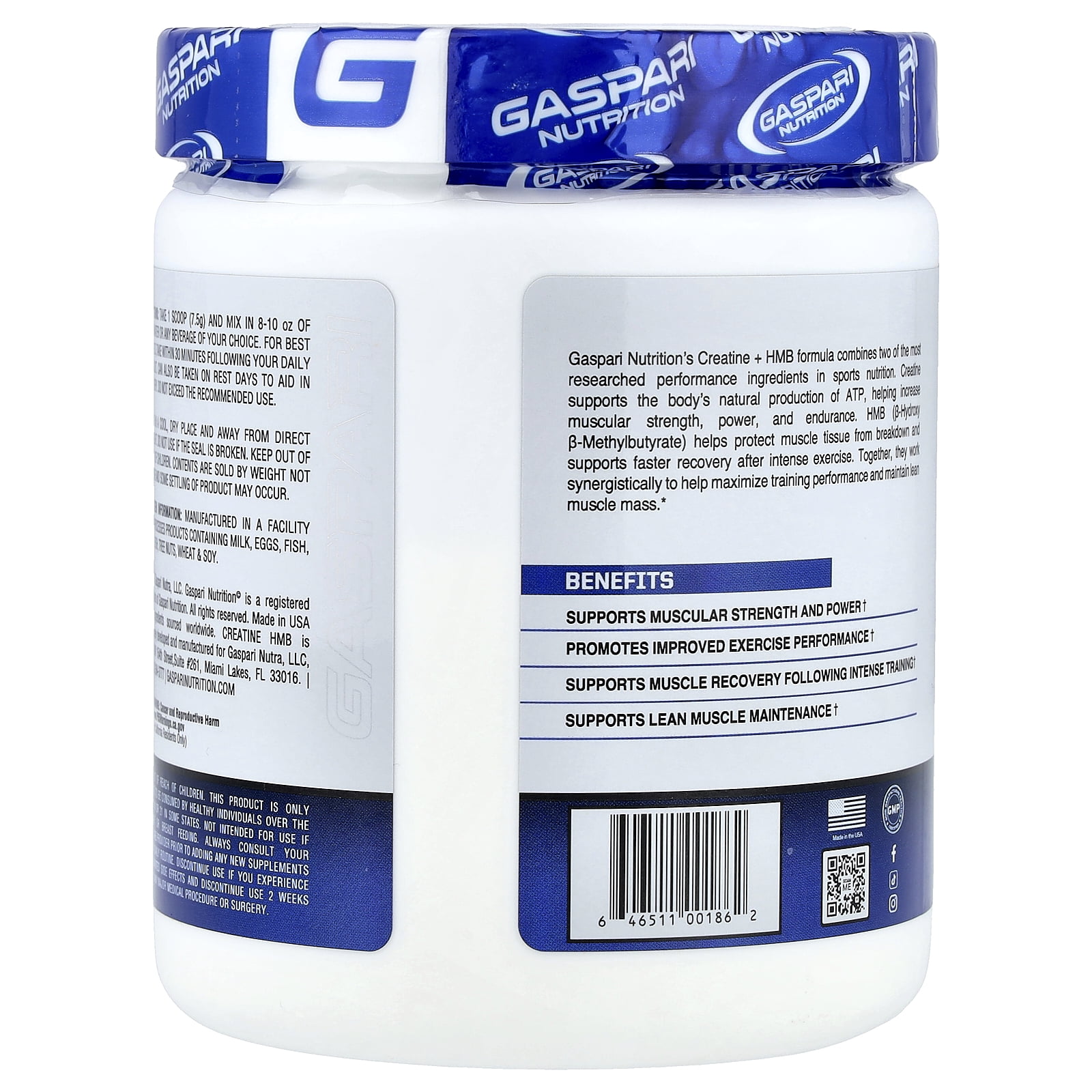 Gaspari Nutrition Creatine HMB, Unflavored, 225 g