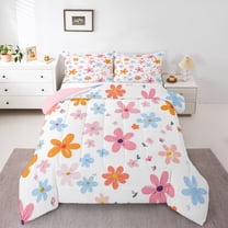 Castle Fairy Teens Colorful Flowers Twin Comforter Sets,Spring Garden Bedding Set