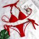 thumbnail image 1 of Trajes de baño Amzcrzy Tankini para mujer, trajes de baño, trajes de baño, bikini, traje de baño de color sólido para mujer + bañador y bikini de moda, traje de baño dividido rojo, S, 1 of 4