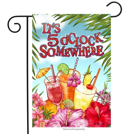 - It's 5 O'Clock Somewhere Summer Garden Flag Cocktails Tropical Drinks 12.5