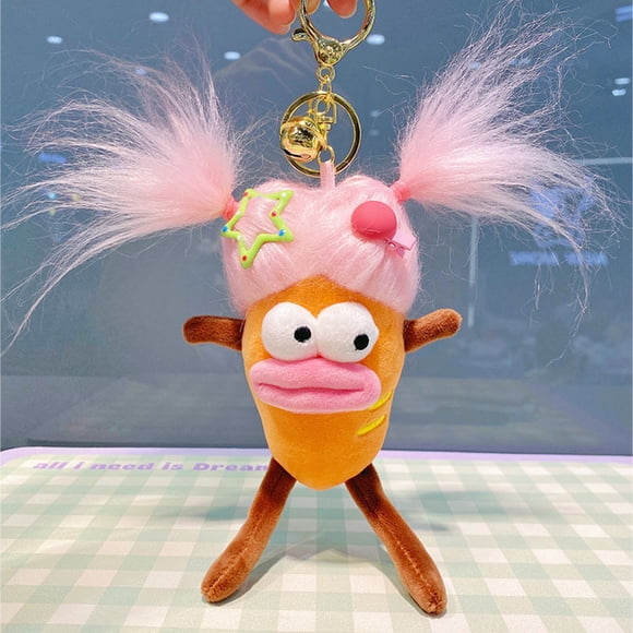 EGNMCR Décoration de Chambre Décoration de Maison Porte-Clés Jouet en Peluche de Légumes Laid et Mignon Drôle Bouche de Saucisse Cintre de Sac à Dos Porte-Clés