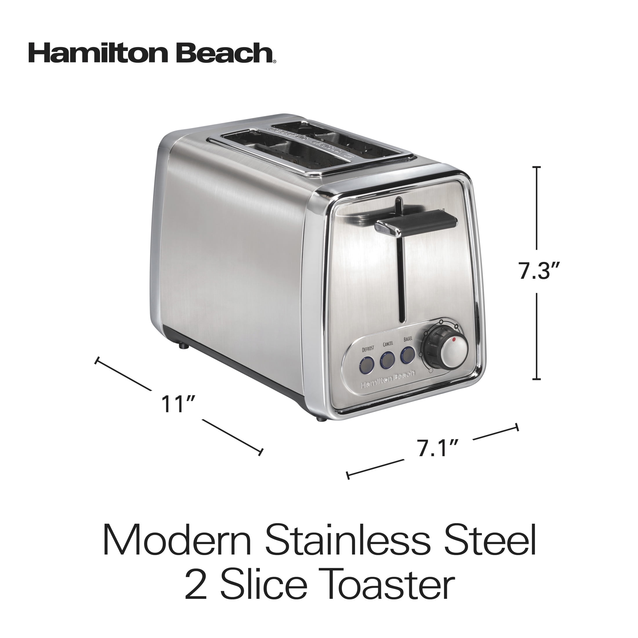 Hamilton Beach 2-Slice Toaster with Extra-Wide Slots, Toast Boost, and Removable Crumb Tray, Chrome