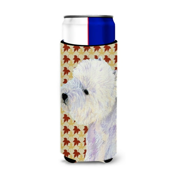 Carolines Treasures LH9090MUK Westie Fall Leaves Portrait Ultra Hugger for slim cans Slim Can multicolor