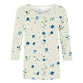 thumbnail image 4 of CYMMPU Business Work Blouses Dressy Tunic Tops Summer Fall Casual Shirts Crewneck Basic Tees Floral Printed 3/4 Length Sleeve 2025 Clothes for Women Multicolor XXL, 4 of 5