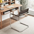 thumbnail image 6 of Saddle Leather Accent Chair Stainless Steel Arm Chair Dining Chair - Brown, 6 of 9