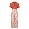 thumbnail image 4 of Ensemble 2 Pcs pour Femmes Été 2023 Haut Court Col en V et Pantalon Large, 4 of 8