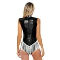 thumbnail image 2 of YONGHS Women's Fringed Latin Jazz Dance Leotard Metallic Sleeveless Bodysuit Cocktail Party Jumpsuit Black XXL, 2 of 7