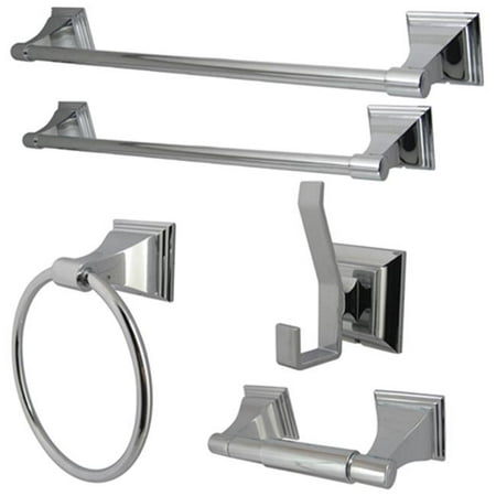 - Kingston Brass BAHK61212478C Kingston Brass Monarch Collection 5-piece Towel Bar Bath Hardware Set, Polished Chrome