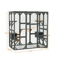thumbnail image 2 of imerelez Outdoor Cat House Wooden Catio Enclosure w/Cover- Large Cat Cage with Jump Platforms and Condos, Weatherproof, Grey, 71(L)*37(W)*71(H), 2 of 9