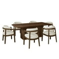 thumbnail image 3 of Christopher Knight Home 7-Piece Dining Set, 84" Rectangular Table with Beige Upholstered Open-Back Arm Chairs, 3 of 13