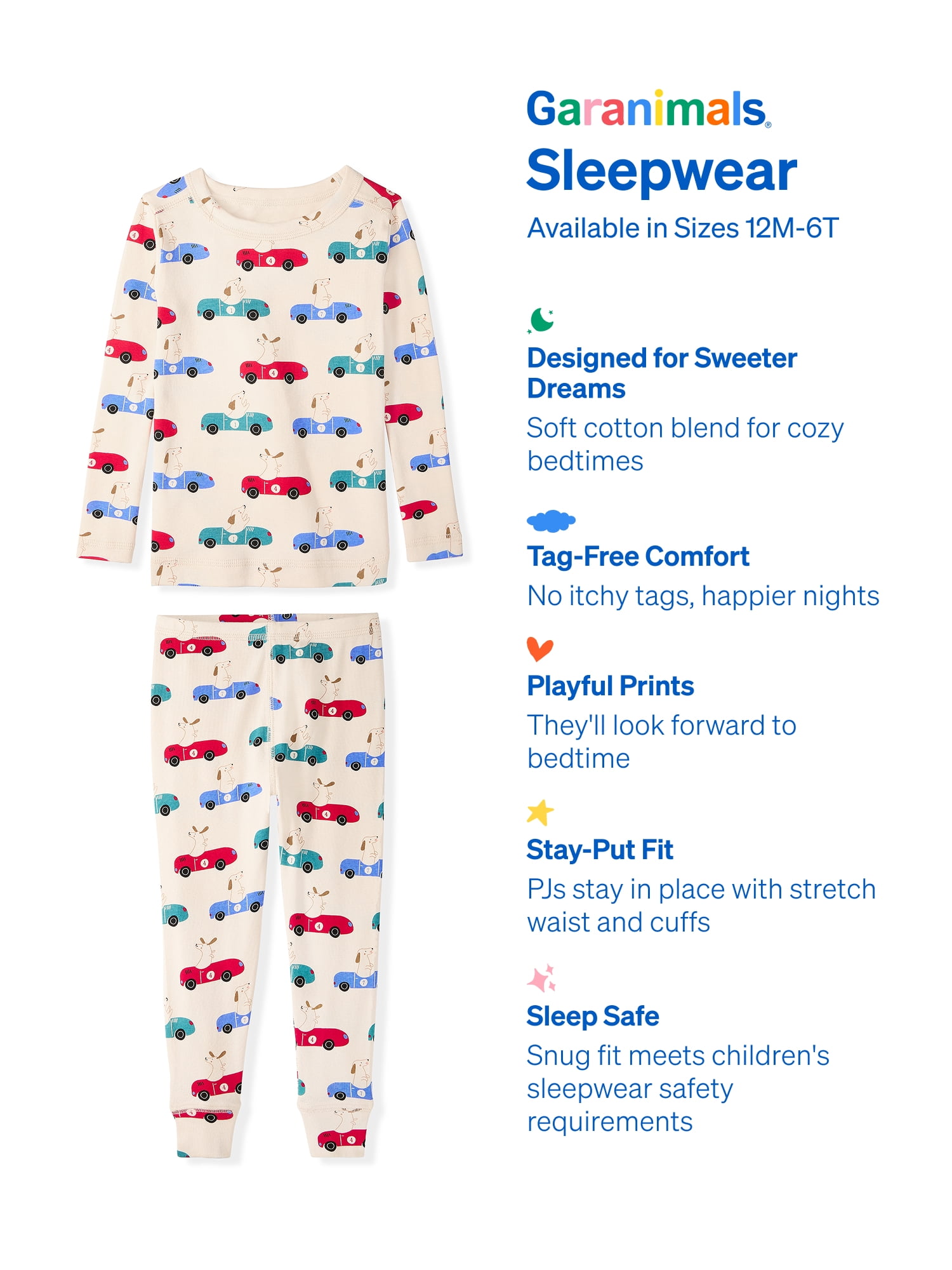 Garanimals Baby & Toddler Pajama Sets, 2-Piece & 6-Piece, Sizes 12M–6T