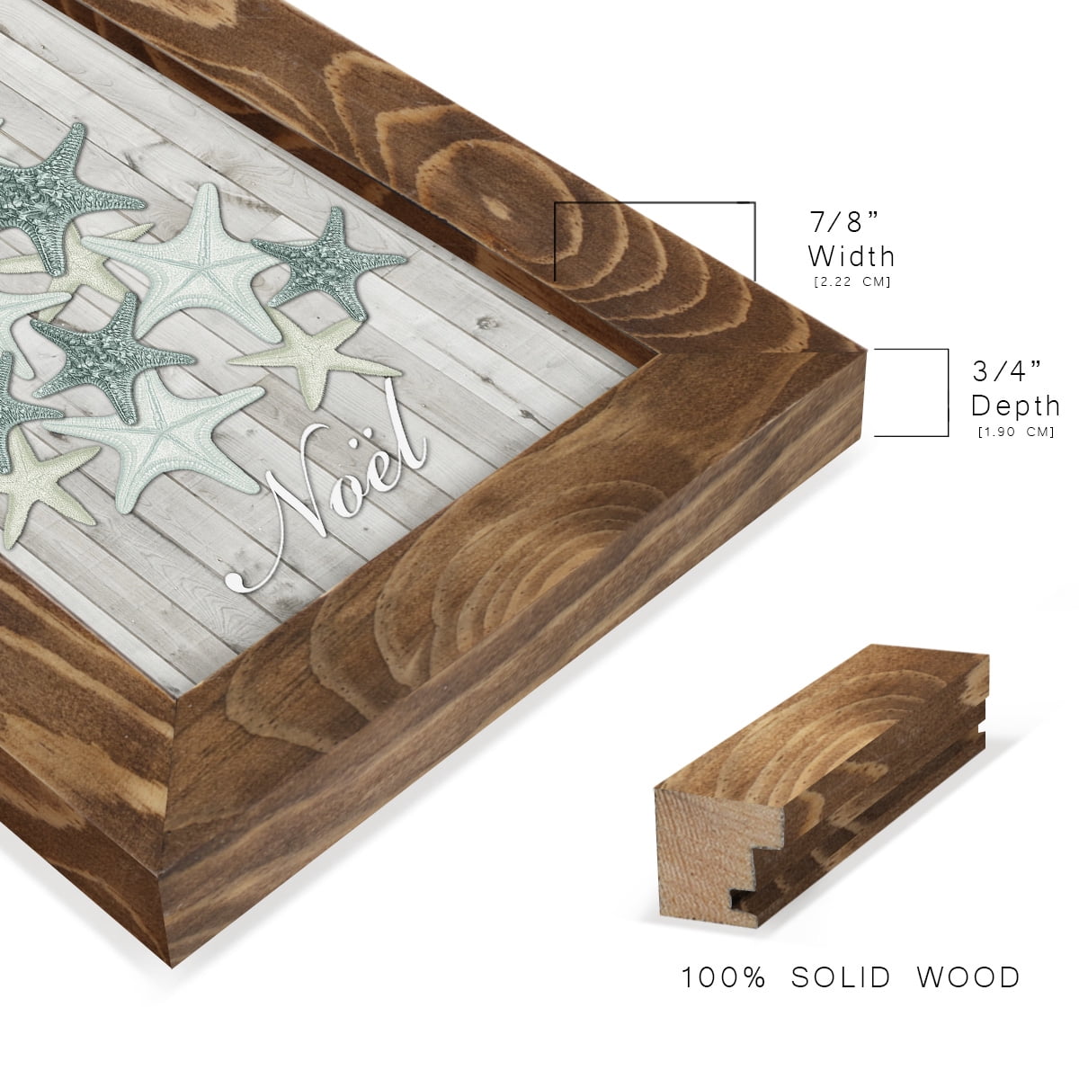 Coastal Christmas IV -Framed Print w/glass-Walnut