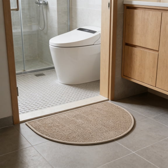 TMOYZQ Dirt Trapping Door Mat, Half Circle Entryway Rug 23.6x15.7in | Low Profile, Washable & Non Slip Mud Mat, Back Front Door Mat Indoor Entrance