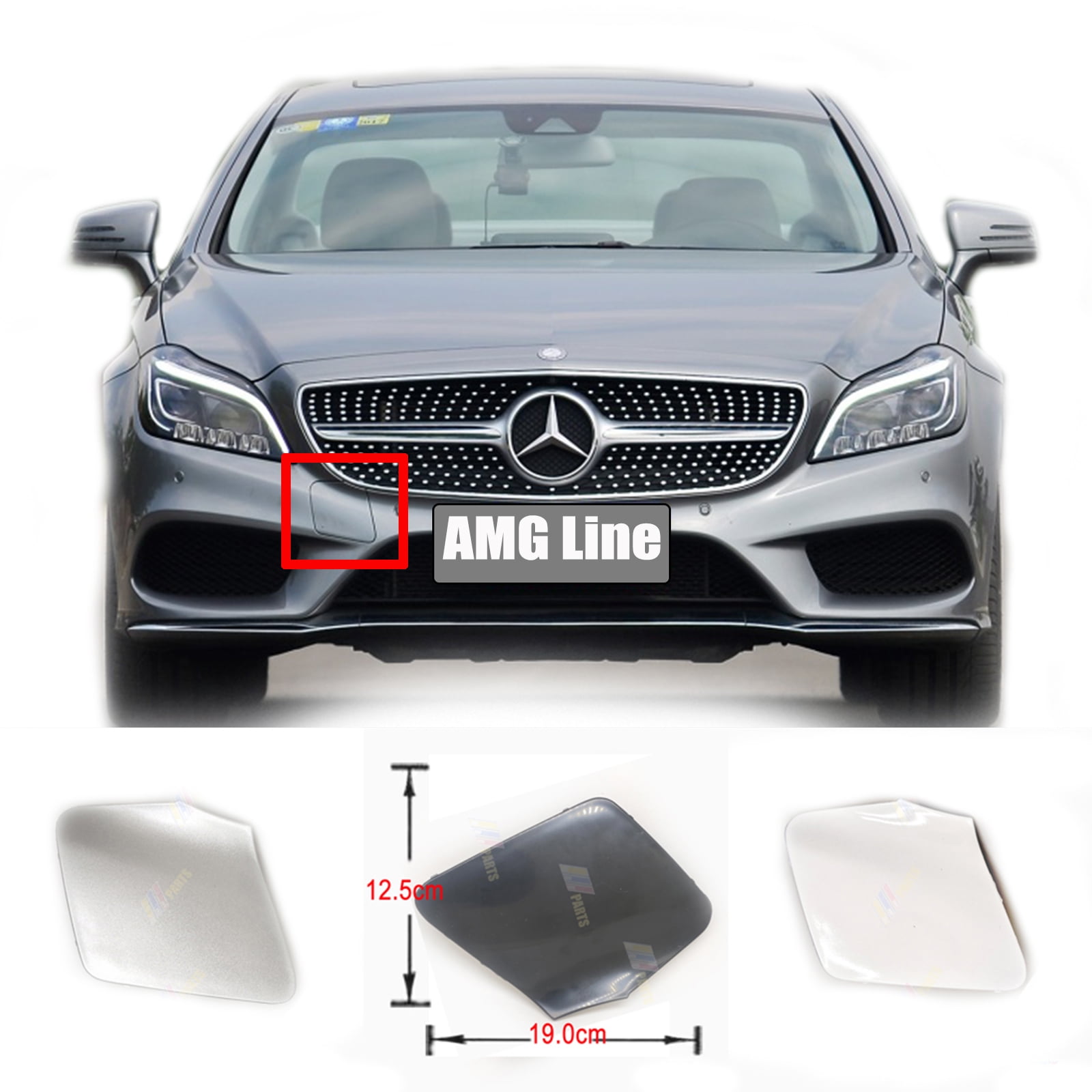 Trimla Front Tow Cover for 1417 Mercedes Benz CLS W218 Coupe C218 AMG Line Fit CLS280 CLS300