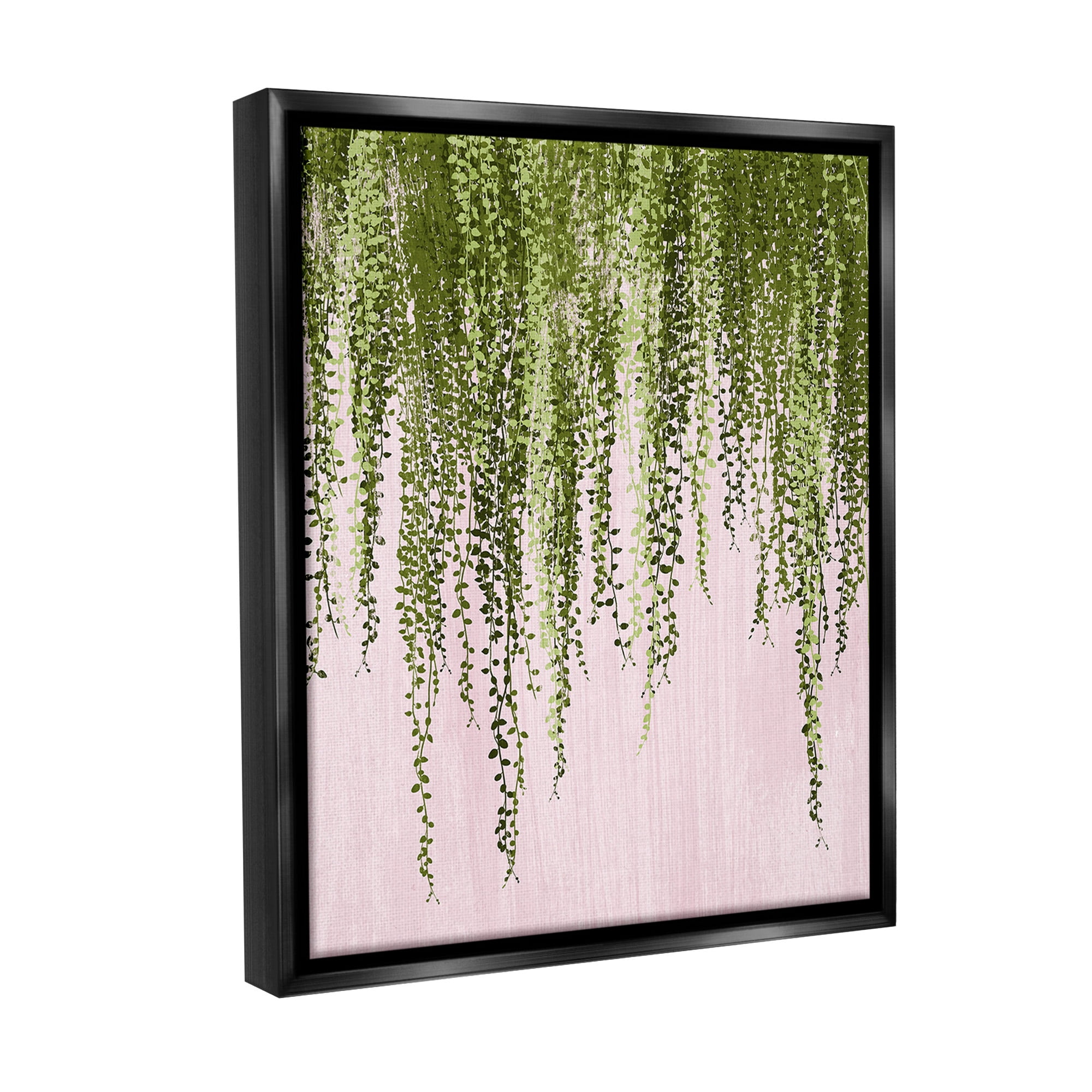 Stupell Industries Hanging Ivy on Pink Botanical & Floral Painting Black Floater Framed Canvas Art Print Wall Art, 17 x 21