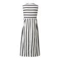 thumbnail image 5 of Siilsaa Women's Summer Sleeveless Striped Flowy Casual Long Maxi Dress with Pockets White,M, 5 of 5