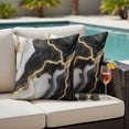 thumbnail image 5 of 2 Pack Outdoor Waterproof Throw Pillow Covers,Natural Black White Marble Gold Crack Decorative Square Pillow Case Patio Pillowcases for Chair Couch Sofa 16x16in, 5 of 9