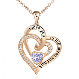 ZZkhGO Mother's Love Heart Necklace, Two-tone Inlaid Pendant