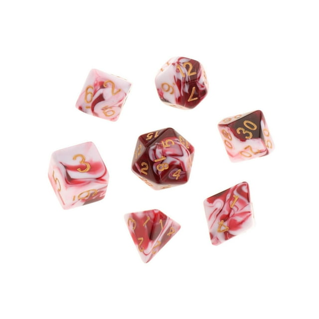 Jeux de Société Polyédriques dés Double Couleurs Jeux de Famille pour Dnd Rpg Mtg Blanc Rouge