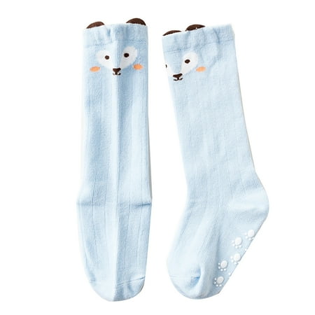 

harmtty Socks Cartoon Animal Pattern Cozy Baby Girls Knee High Long Socks for Children Blue L