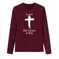 thumbnail image 4 of QUNYINEY Crew Neck Women Shirts Red Casual Long Sleeve Jesus Cross Tops Drop Shoulder Pullover Loose T-Shirts, 4 of 4