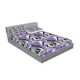 thumbnail image 2 of Ambesonne Panda Emoji Fitted Sheet & Pillow Sham Set, Heart Gem Print Animal, King, Pale Grey and Lavender, 2 of 2