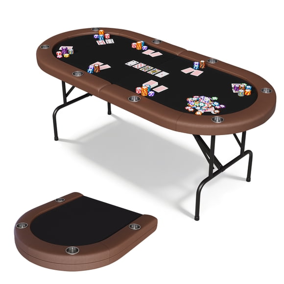 Qinaqin 8 Player Poker Mesa Plegable con Almacenamiento Bag 72" Te x as cm de Alturaoldem Casino Padded Rails & Cup Alturaolders Portátil Folding Game para Hogar o Sala