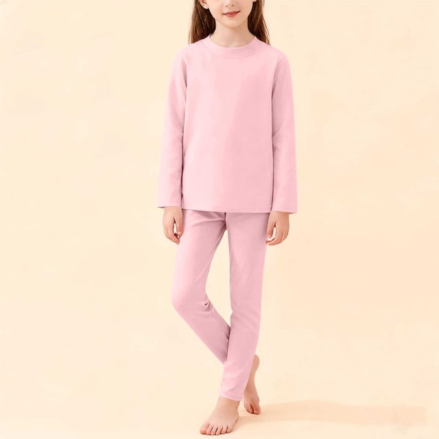 Conjuntos de blusas y camisas de cuello redondo y manga larga para niños, color liso, cuello semialto, manga larga, pantalones con cintura elástica, conjunto de traje cálido para niños medianos y gran