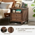 thumbnail image 3 of OKD Farmhouse Nightstand, 3 Drawer Wood Side Table with Charging Station for Bedroom, Living Room, Reclaimed Barnwood, 3 of 7