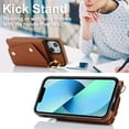 thumbnail image 3 of Phone Case for iPhone 13 Mini 5.4 inch Wallet Cover with Screen Protector and Ring Stand Credit Card Holder Slot Crossbody Strap Cell iPhone13mini i-Phone 13minicase i iPhone13 13mini Women Girl Brown, 3 of 7