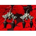 thumbnail image 2 of HOOUN Gothic Vampire Bat Coffin Earrings Alternative Halloween Red Ename Cross Jewelry-08#Upside Down Bat Coffin Cross, 2 of 2