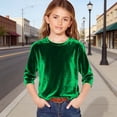 thumbnail image 2 of Bobifish Girls shirts Velvet Short Sleeve Tee Shirts Soft Round Neck Casual Top For Toddler And Kids Comfortable Basic Tees, 2 of 3
