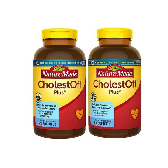 2 PACK  | Nature Made CholestOff Plus Softgels for Heart Health (210 ct.)