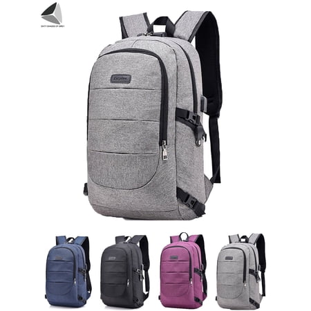 UPC: 0810001149451 | Sixtyshades 17 inch Laptop Backpack for Women Men Water Resistant Anti Theft Travel Business School Daypack with USB Charging Port and Lock (Gray)