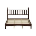 thumbnail image 5 of Euroco Wood Retro Style Queen Size Platform Bed with Slats for Living Room, Walnut, 5 of 8