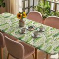thumbnail image 3 of Spring Leavse Table Cloths for 8 Foot Rectangle Tables, Pastoral Garden Botanical Rustic Burlap Patio Waterproof Elastic Fitted Tablecloths, Washable Rectangular Table Cover for Camping, 3 of 8