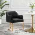 thumbnail image 2 of Modern Edra Leatherette Dining Armchair in Taupe, 2 of 2