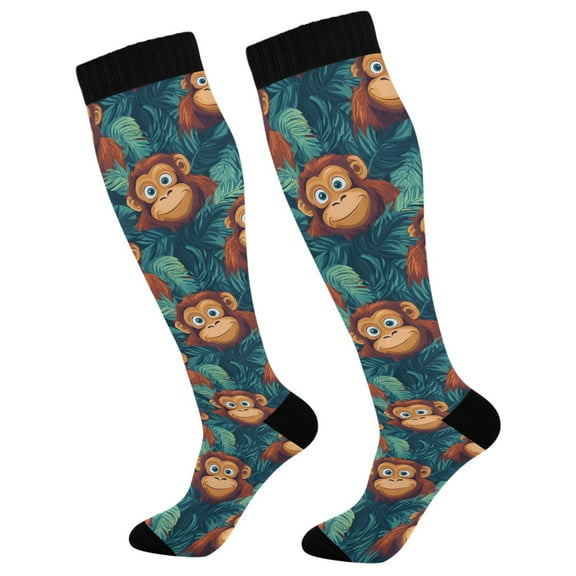 joogoo Funny Gorillas Palm Leaf Socks Women Men Knee High Sock