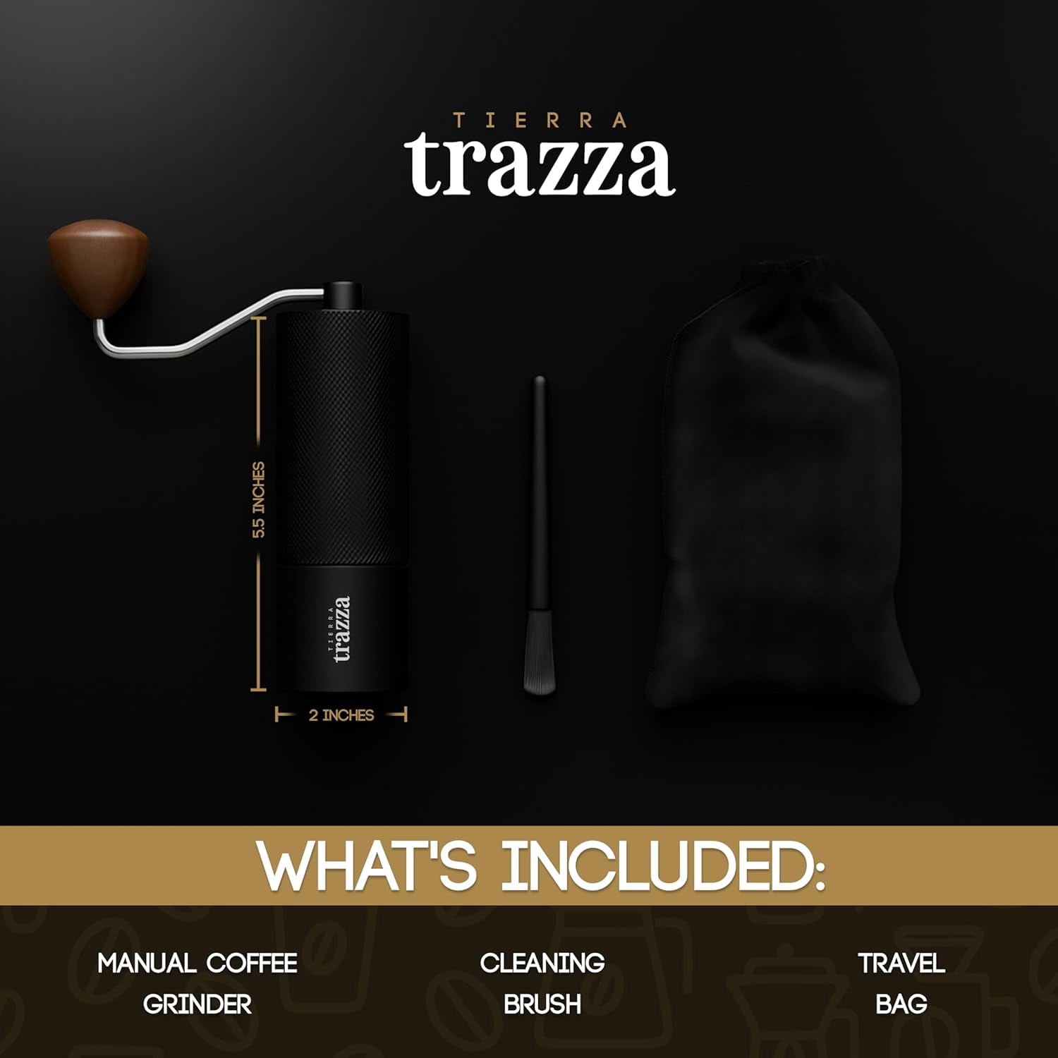 Manual Coffee Grinder with Conical Burr & Walnut Handle for Espresso French Press Travel Camping