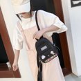thumbnail image 3 of Mochila estilo preppy para mujer con estampado de lona, ​​bolso para niñas con insignia (negro) Tmvgtek Para estrenar, 3 of 9