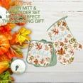 thumbnail image 3 of Fall Theme Potholders and Oven Mitts Set of 3, Maple Leaves Grateful Print Green Autumn Kitchen Decor Thanksgiving Cooking Baking Supplies with Snoep in Beperkte Oplage, 3 of 7